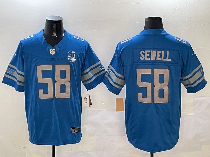Men Detroit Lions #58 Sewell Blue three generations 2024 Nike Limited NFL Jersey style 01022->detroit lions->NFL Jersey